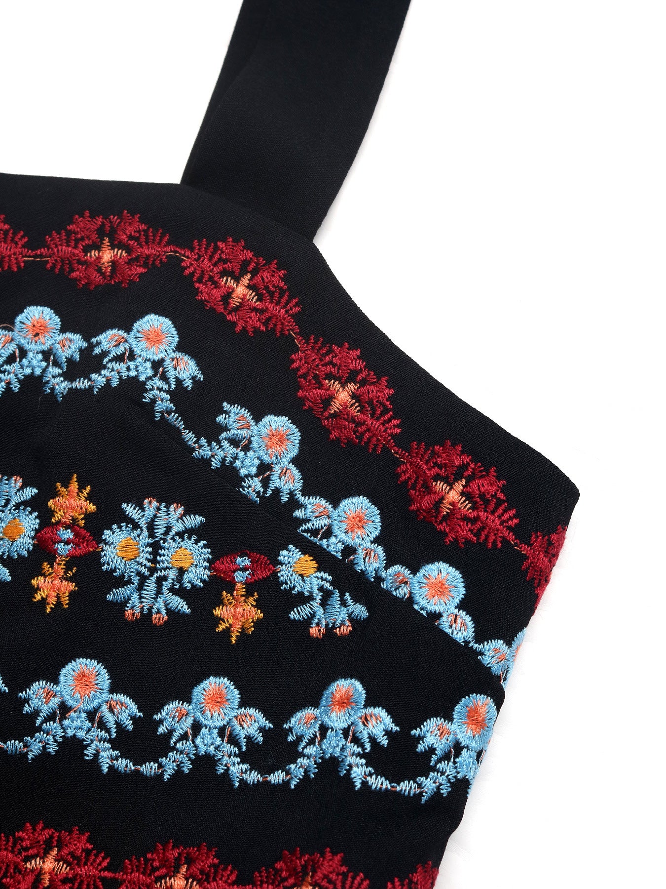 Floral Embroidered Romper Boho Square Neck Vacation