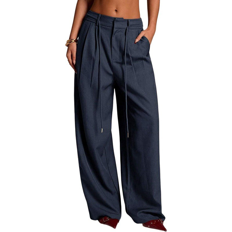 Women's High Waist Tie Wide Leg Dress Pants