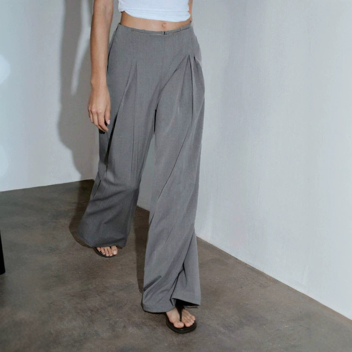 Women's Pleated Wide Leg Business Dress Pants