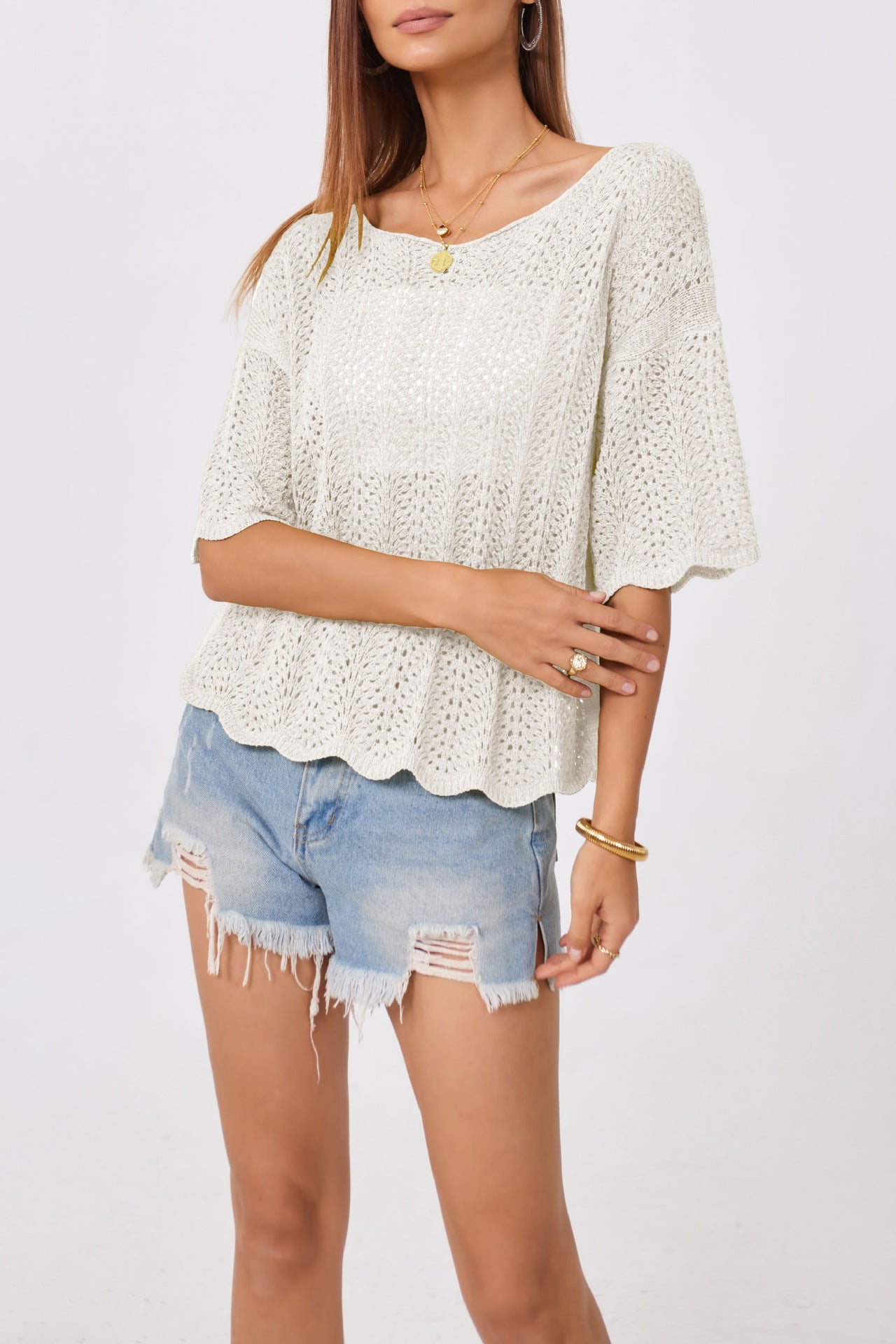 Crochet Knit Hollow Out Top Loose Summer Sweater