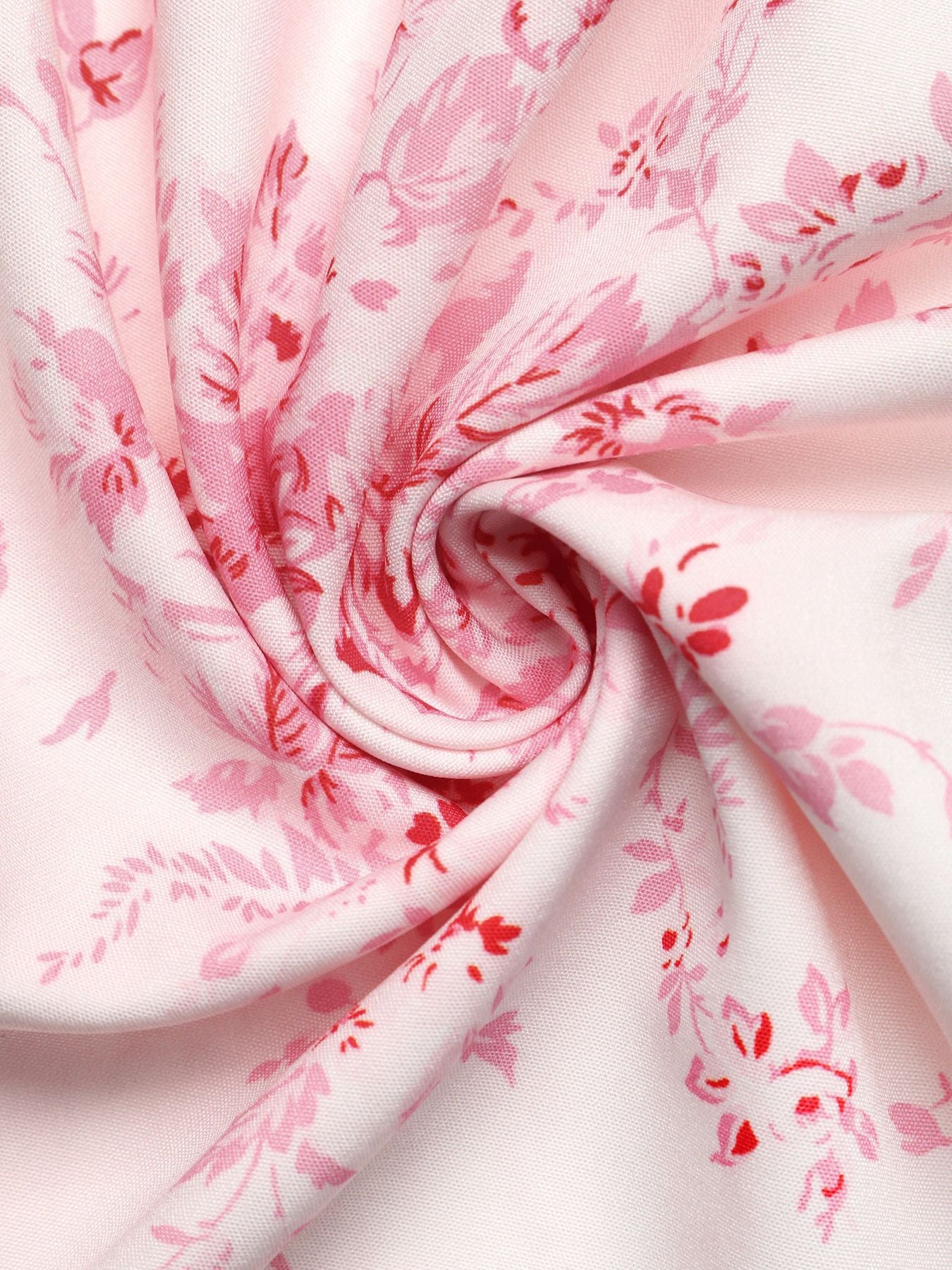 Pink Floral Square Neck Sleeveless Summer Long Dress Elegant Fit
