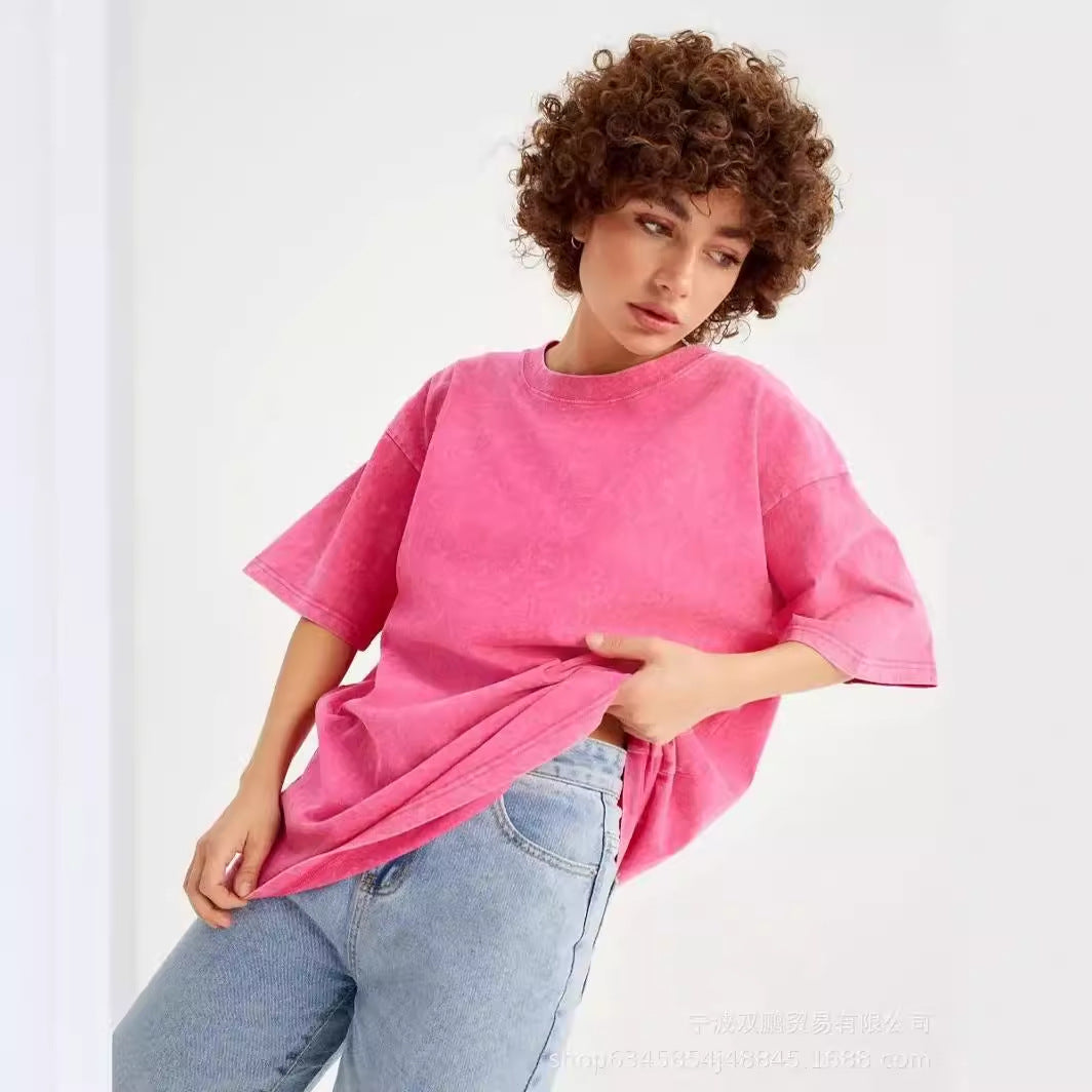 Vintage Washed Cotton Oversized Short Sleeve Tee