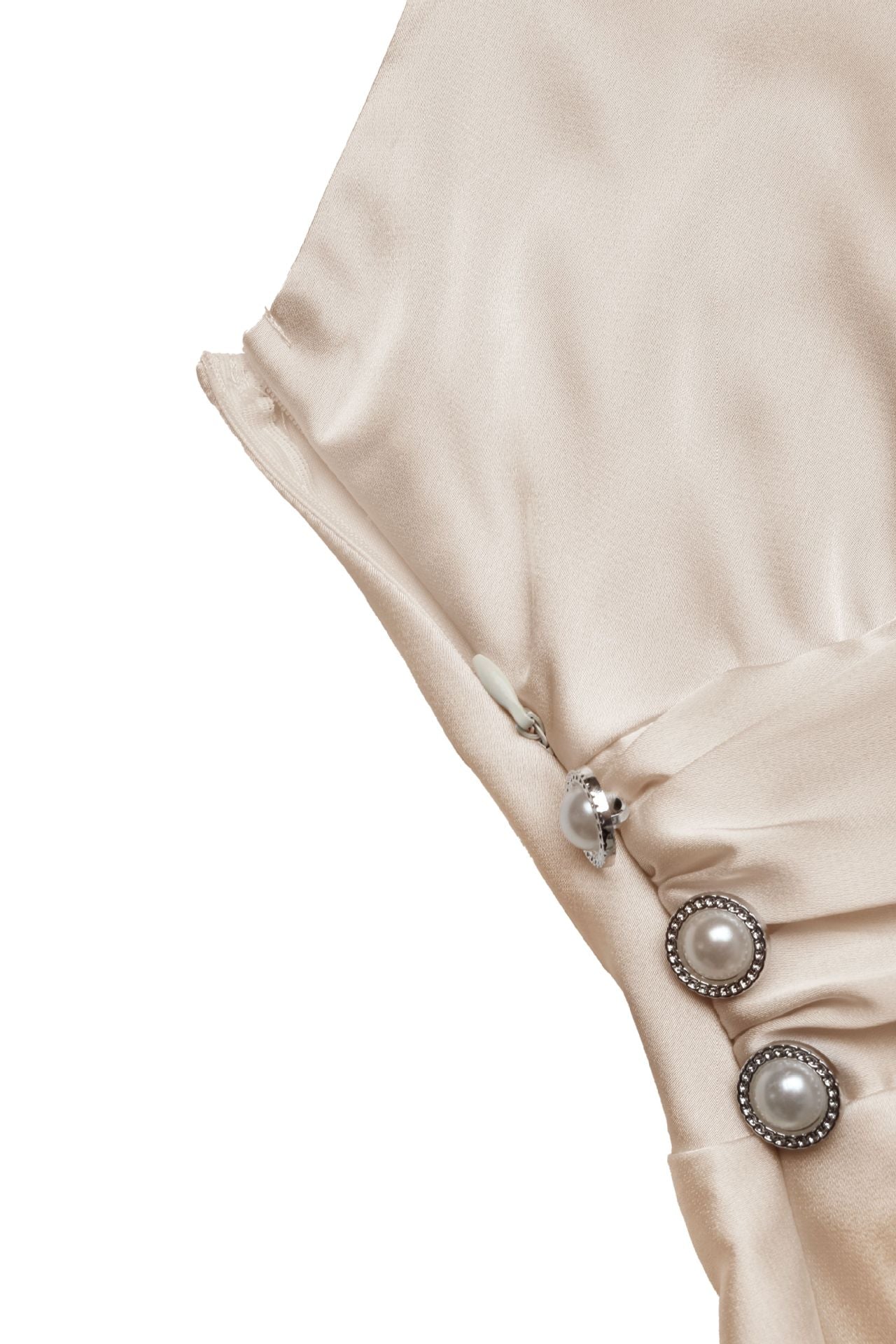Elegant Champagne Satin V Neck Maxi Dress