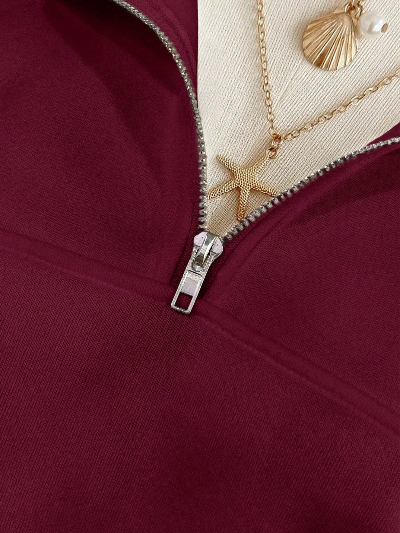 Solid Fleece Sweatshirt Casual Half Zip Oversized