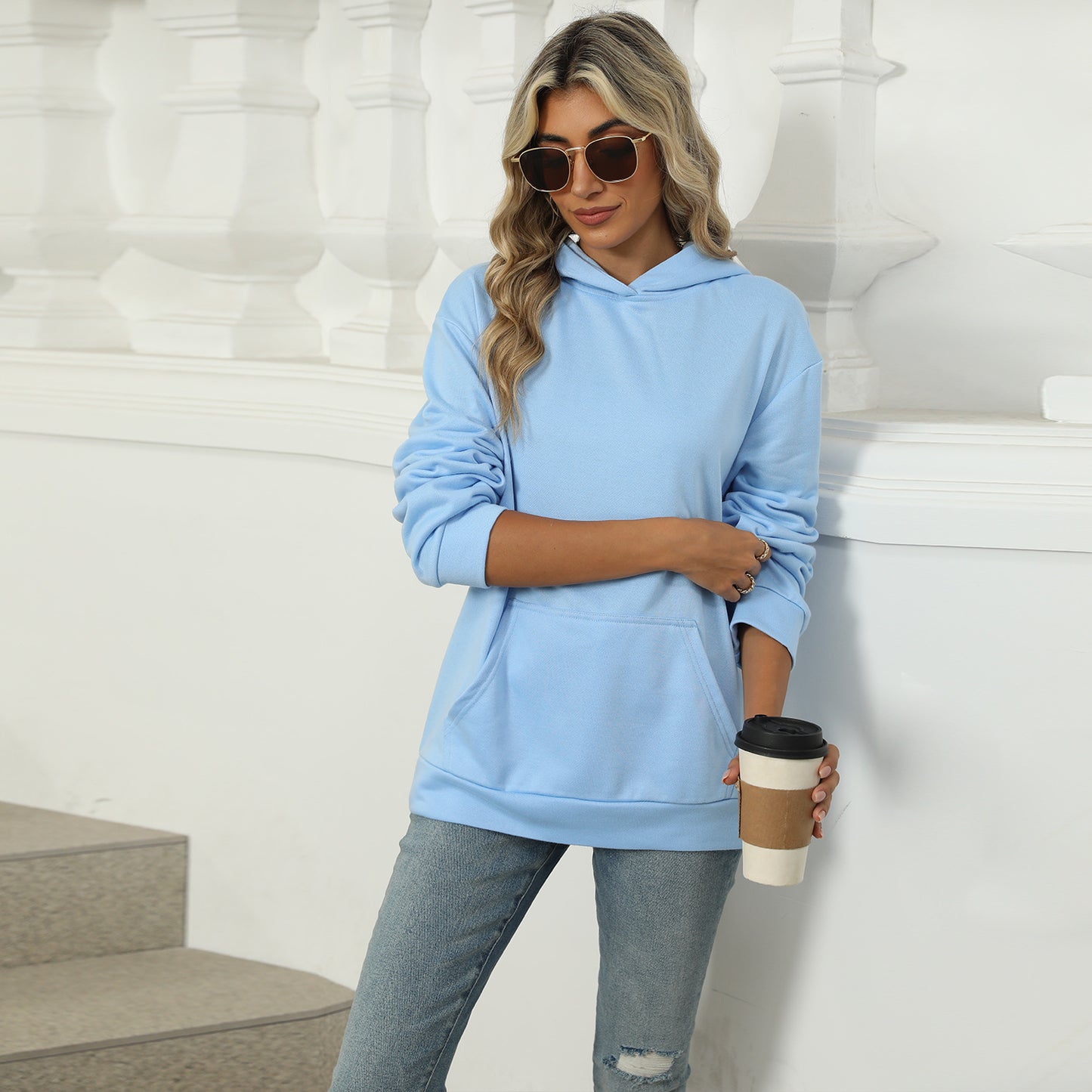 Oversized Hooded Pocket Pullover Sweatshirt