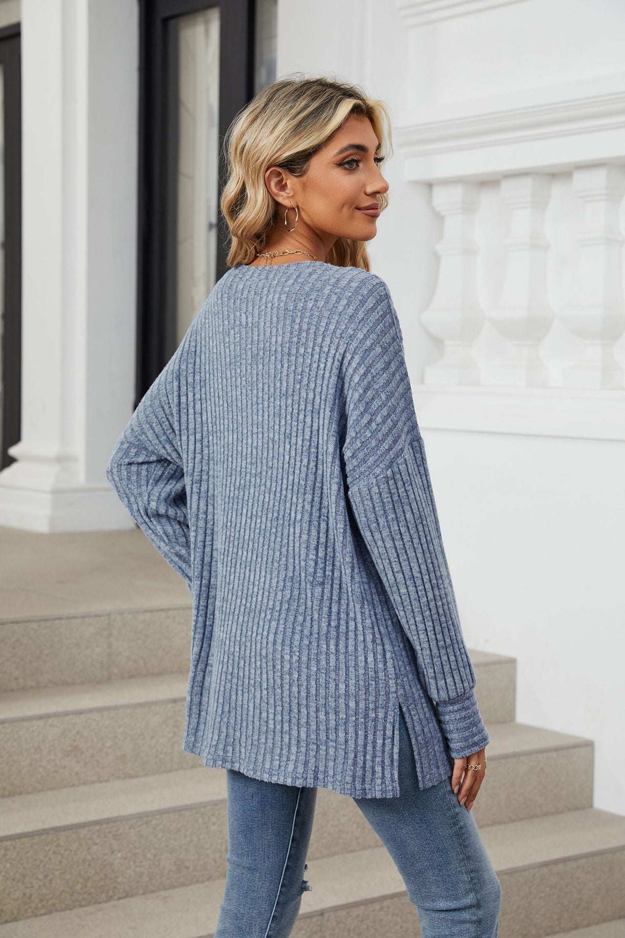 Long Sleeve Loose Crew Neck Pit Strip Grind