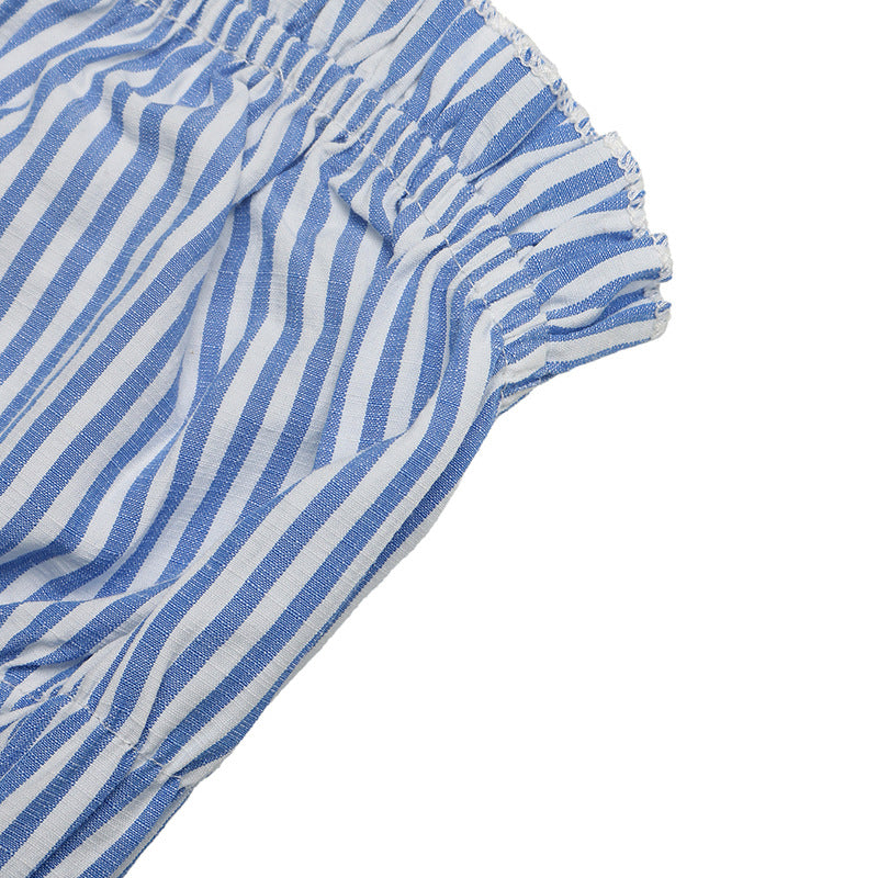 Striped Woven Jumpsuit Resort Strapless Wide Leg