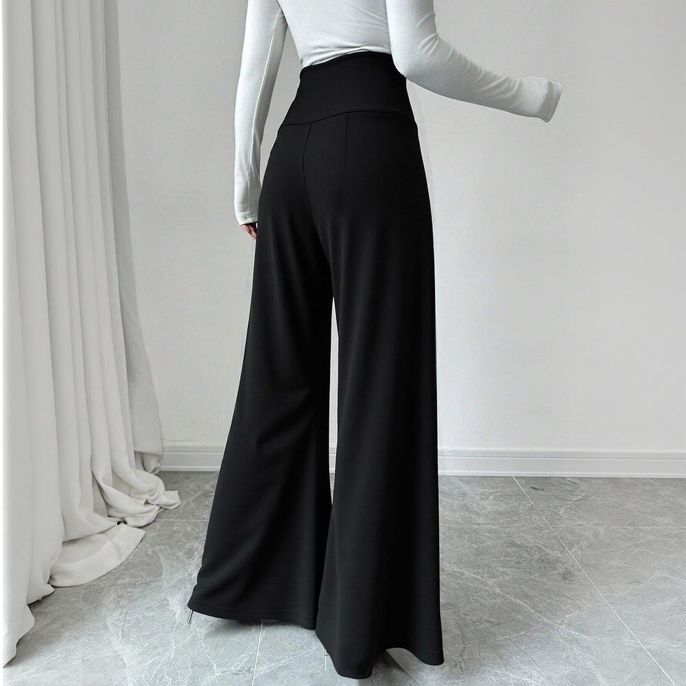 High Waist Button Detail Wide Leg Dress Pants