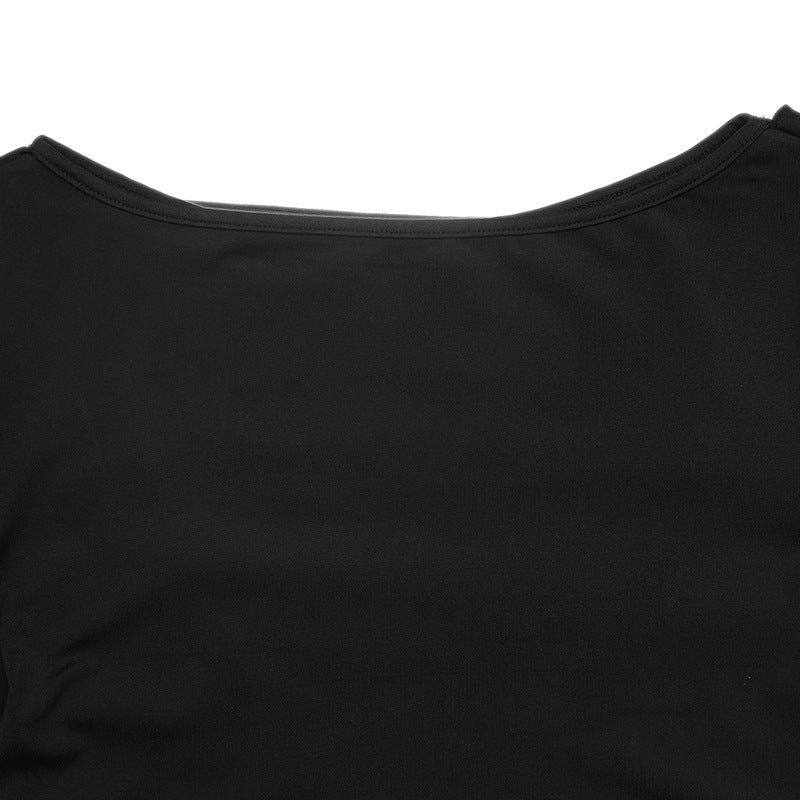 Lace Back Long Sleeve Top Slim Fit Basic Tee