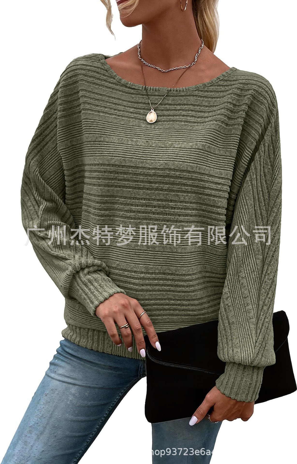 Solid Brushed Sweater Casual Oversized Batwing Sleeve