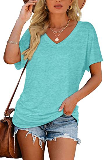 Black V Neck Loose Fit Basic Tee