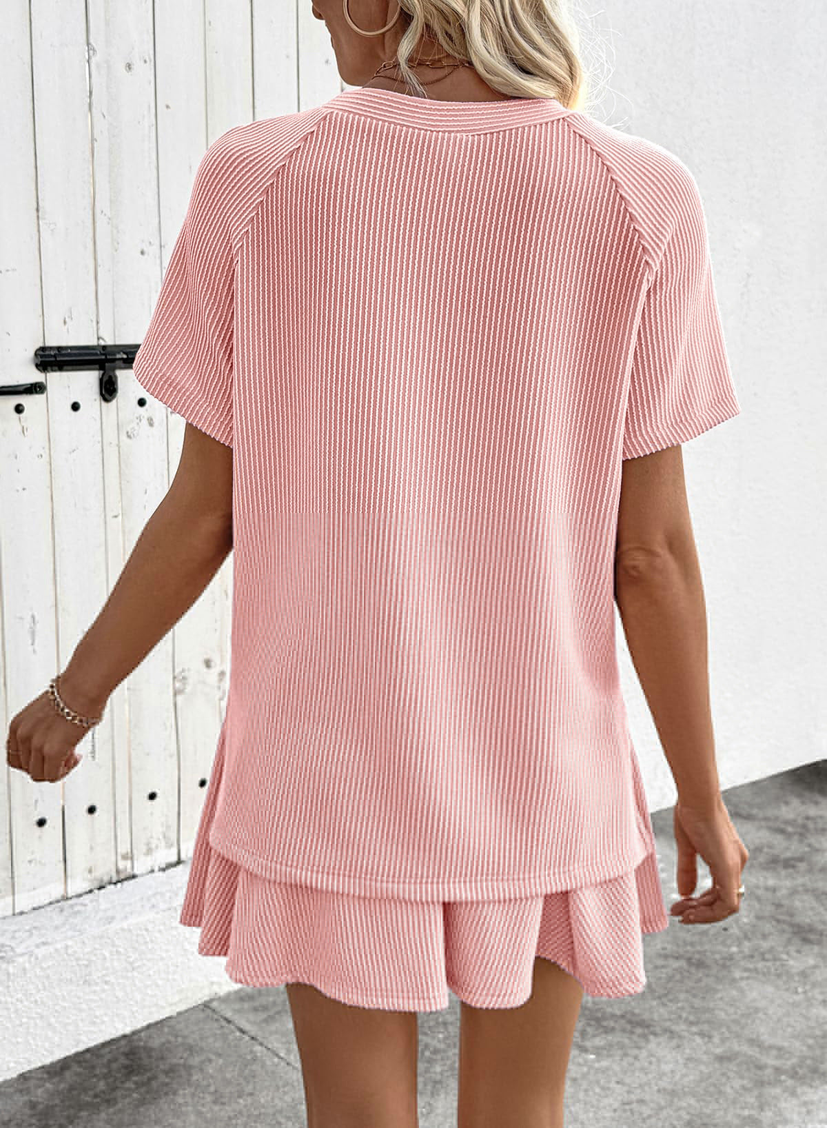Textured Knit Matching Skirt Set Casual Lounge