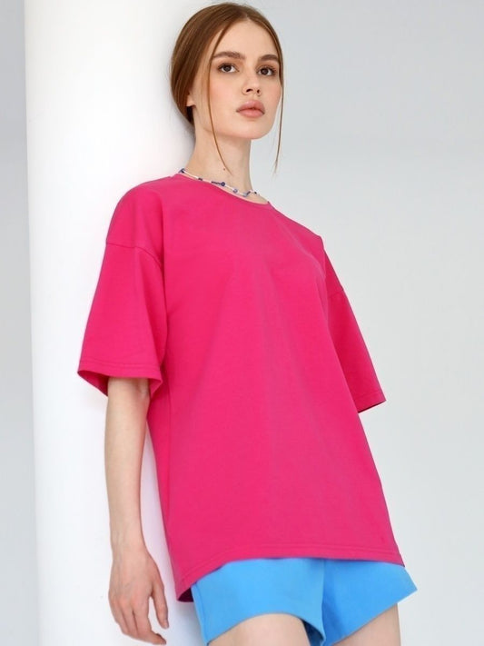 Solid Oversized T Shirt Loose Fit Crewneck Casual Tee