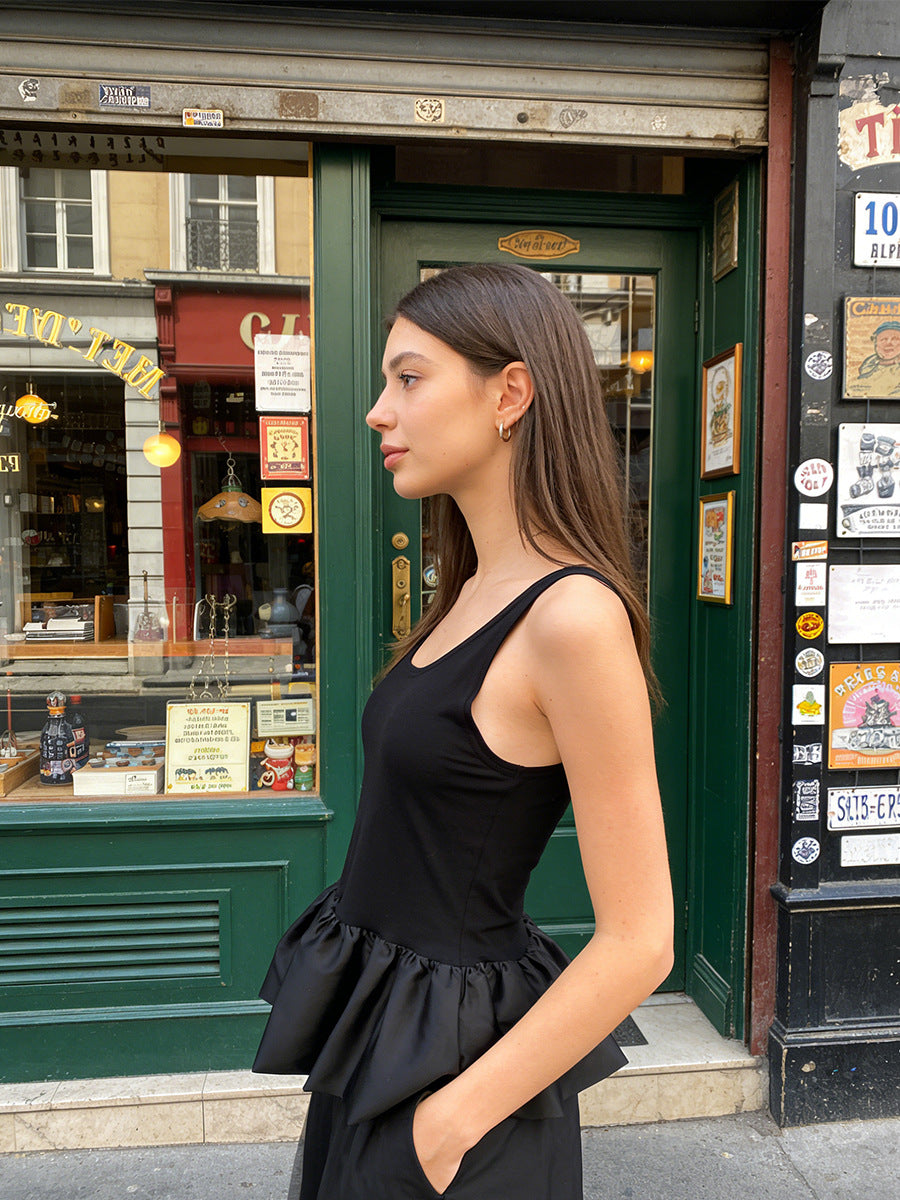 Modal Bubble Hem Tank Trendy Sleeveless Top