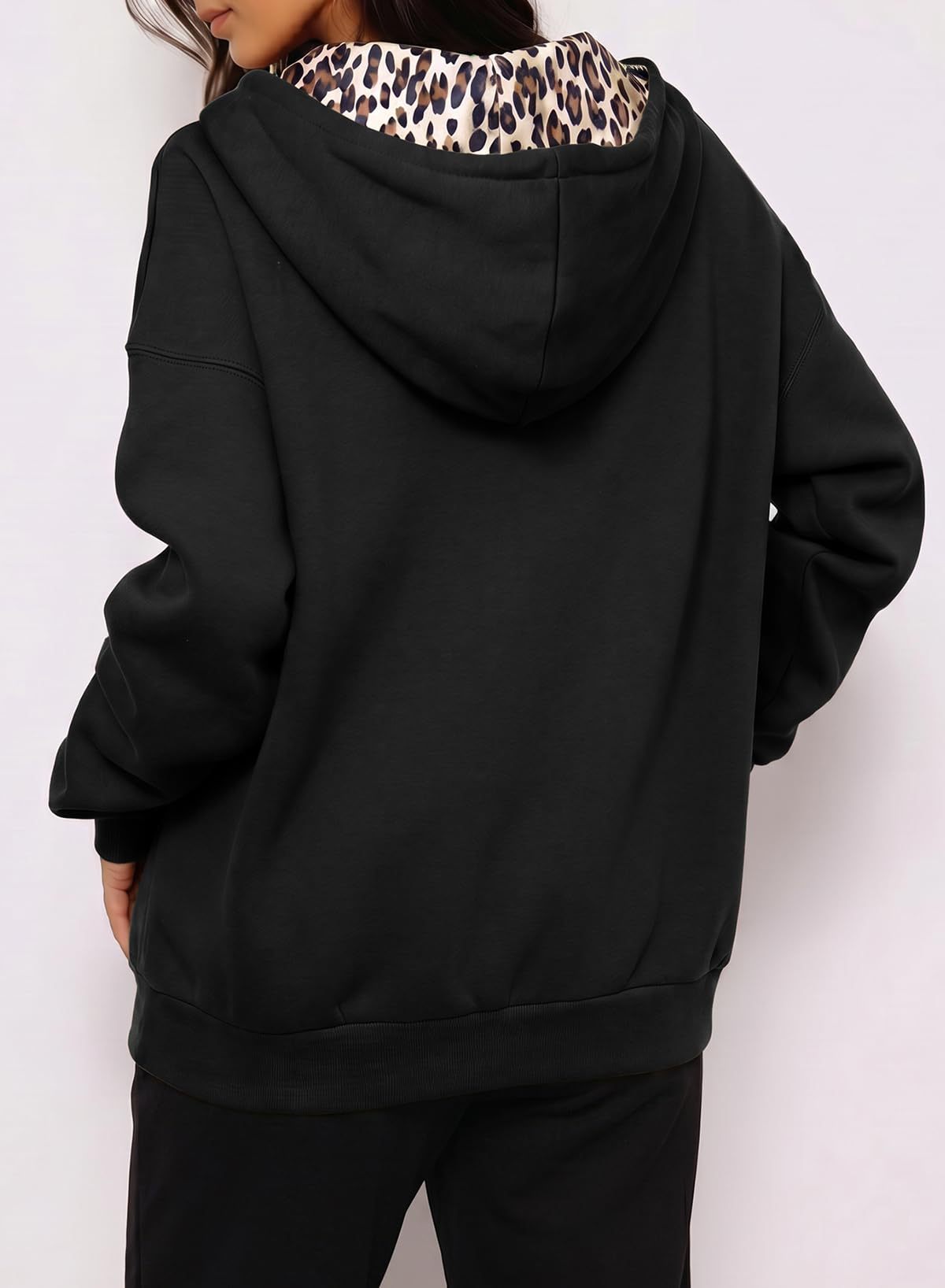 Women's Oversized Leopard Zip Up Hoodie
