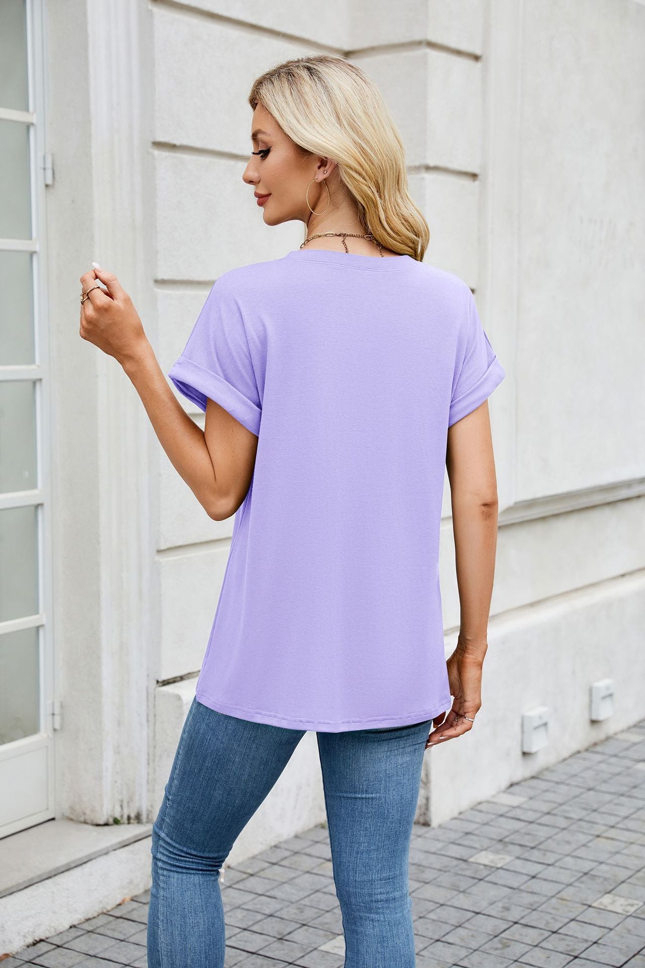 Round Neck Loose Short Sleeve T-Shirt Top