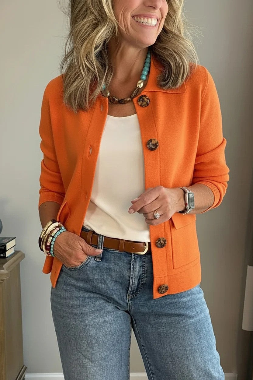Women's Cropped Button Front Jacket Casual Fall Blazer