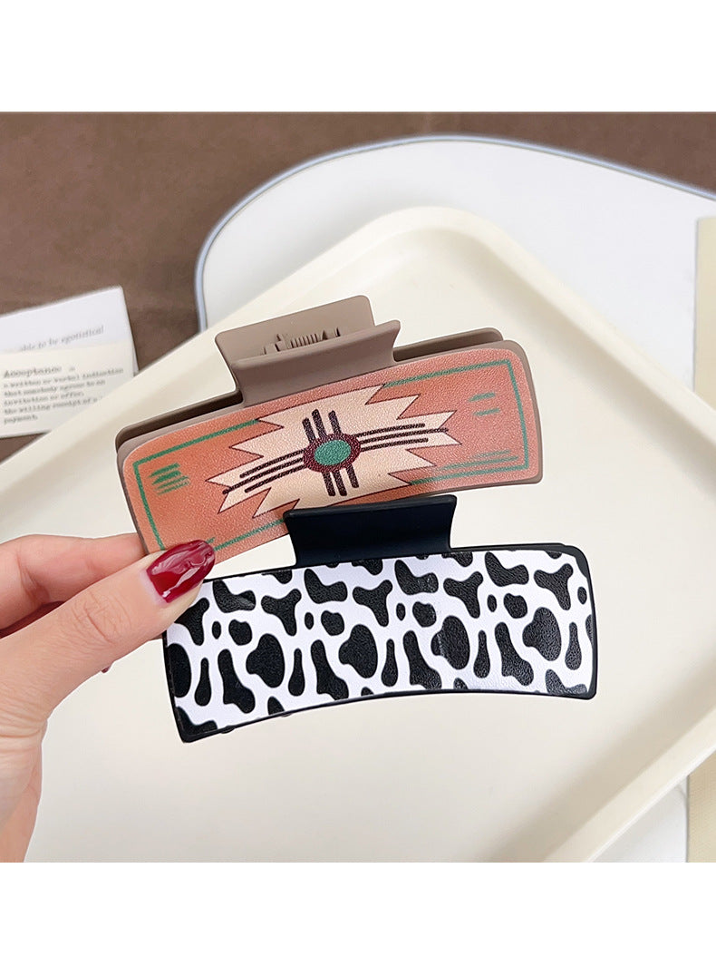 Western Cowgirl Hair Claw Clip, Retro Graphic Print