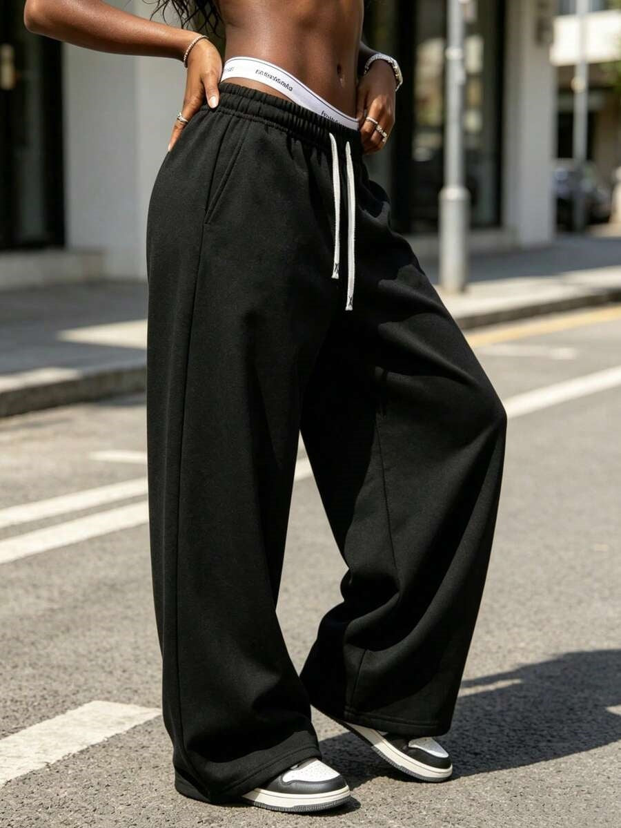 Women Baggy Wide Leg Sweatpants High Waist Cotton Joggers