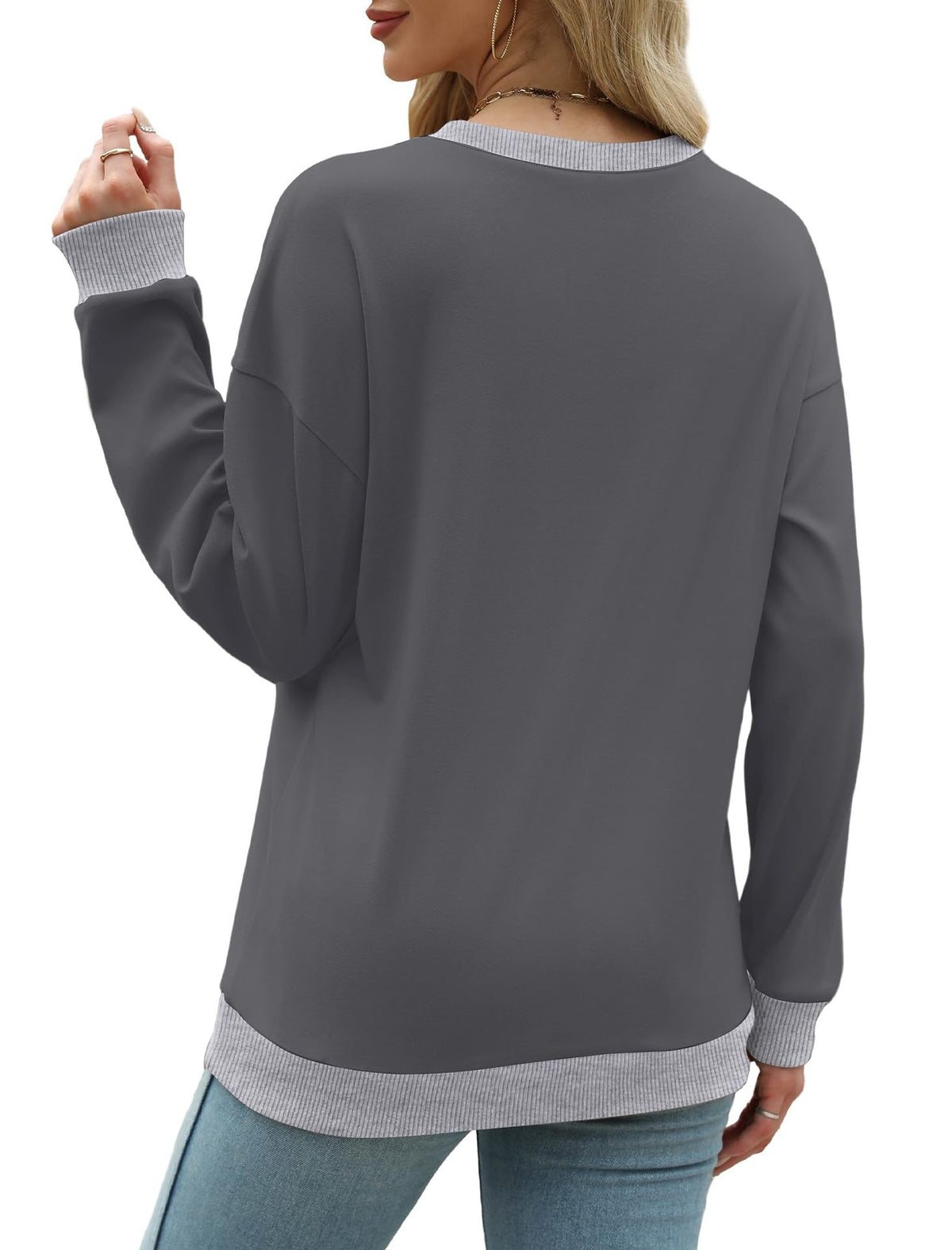 Women's Oversized Colorblock Crewneck Sweatshirt