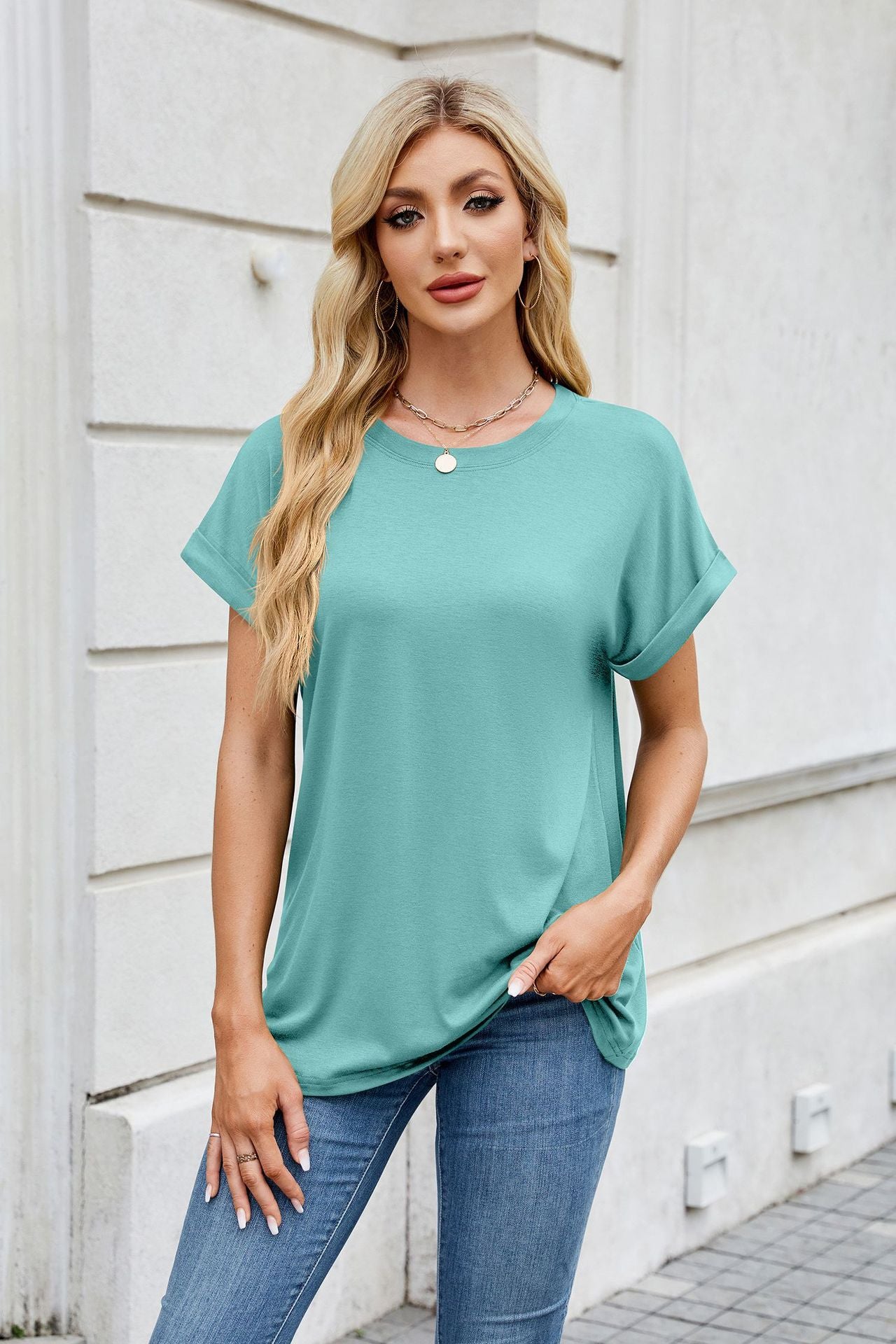 Round Neck Loose Short Sleeve T-Shirt Top