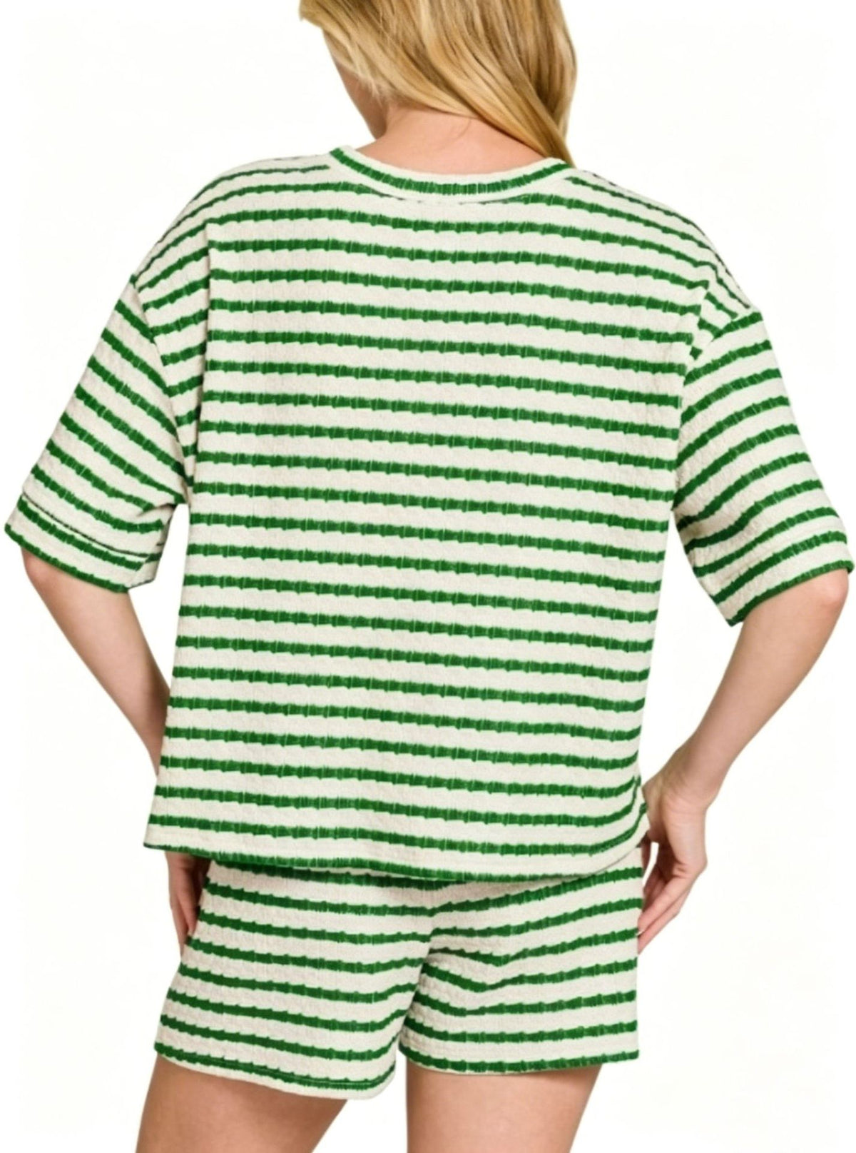Women's Striped Oversized Two Piece Shorts Set Summer