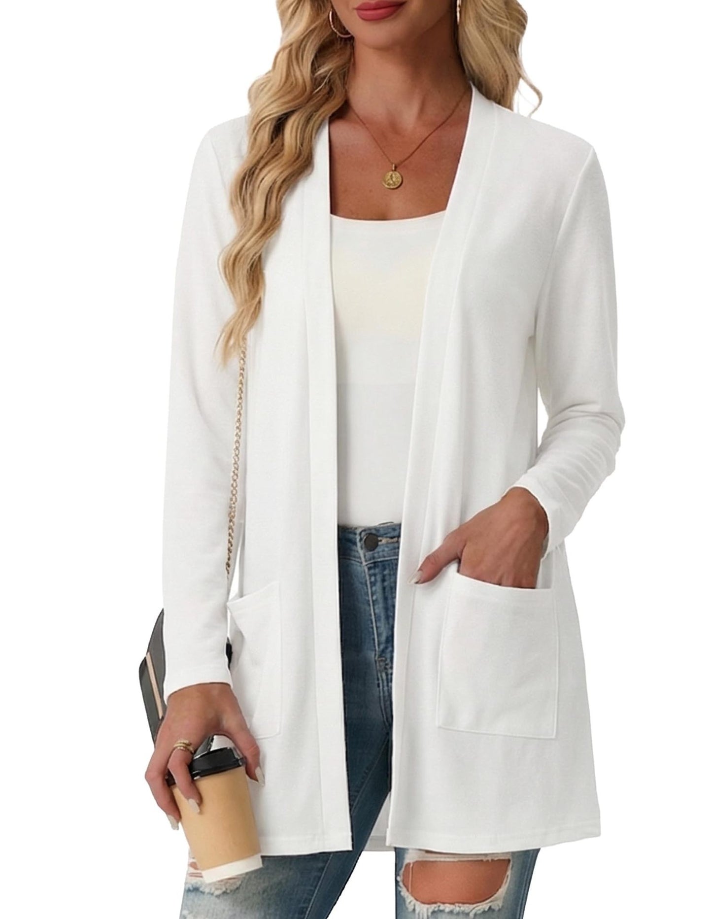 Open Front Cardigan Lightweight Knit Long Sleeve Top