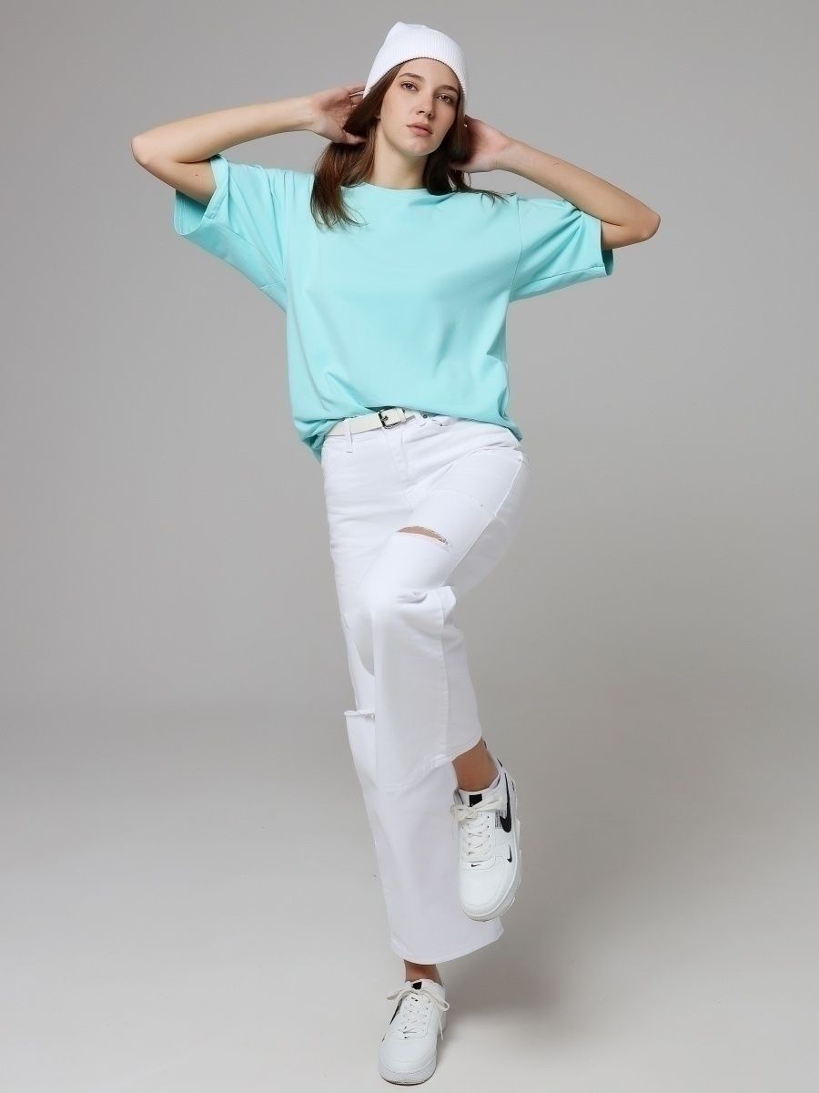 Solid Oversized T Shirt Loose Fit Crewneck Casual Tee