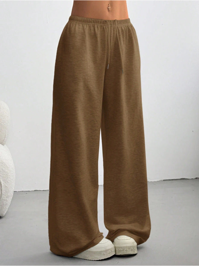 Drawstring Elastic Waist Wide Leg Casual Pants