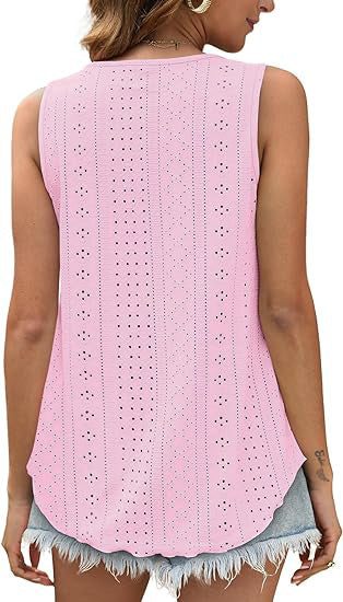 Women's Summer Loose Fit Round Neck Sleeveless Vest Top