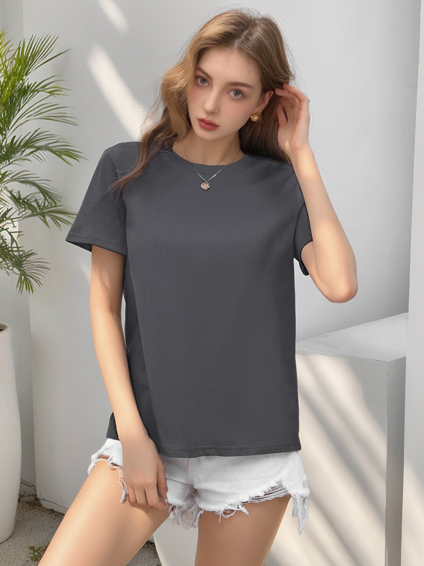 Customizable Basic Short Sleeve Tee Women Summer Casual Top
