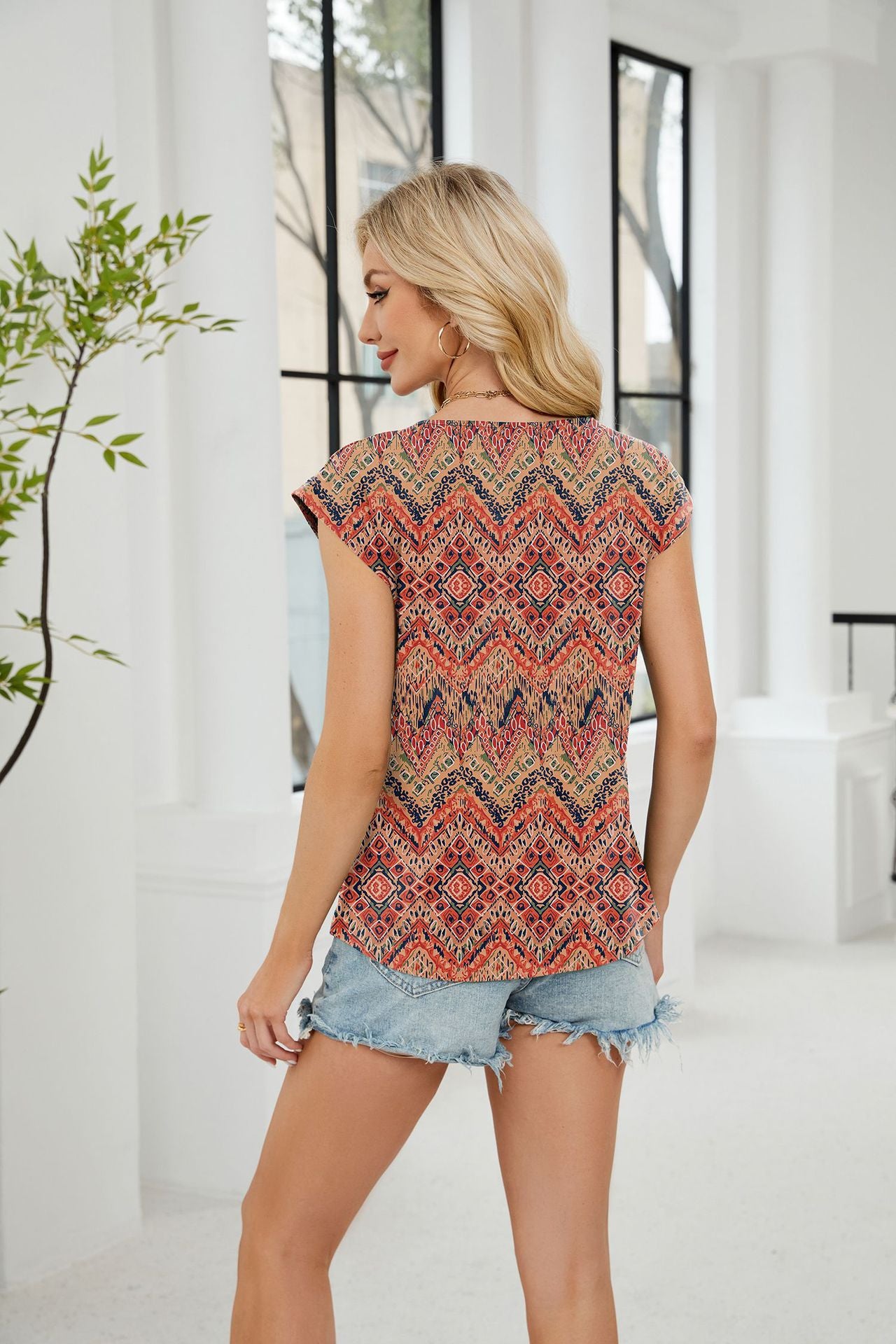 Striped Print Casual Round Neck Short Sleeve T-Shirt