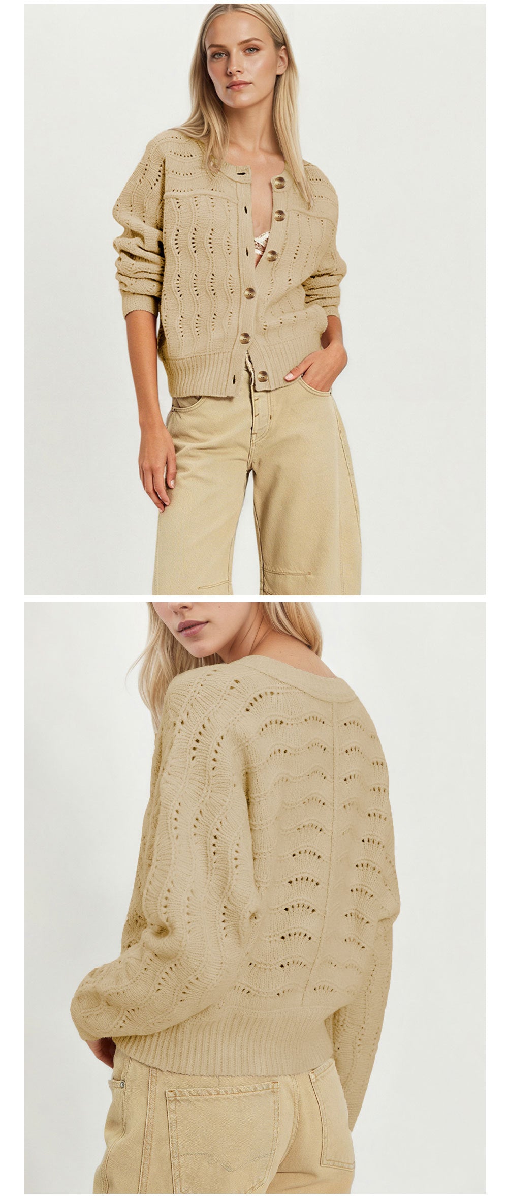 Button Knit Cardigan Sweater Casual Long Sleeve Top