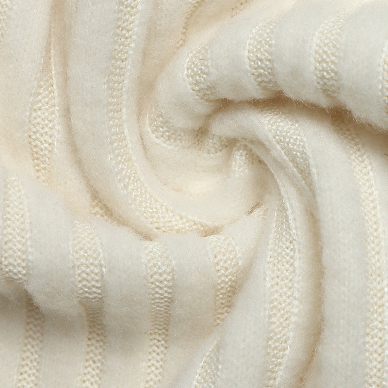 Ribbed Knit Midi Dress Polo Collar High Waist Sweater Dress