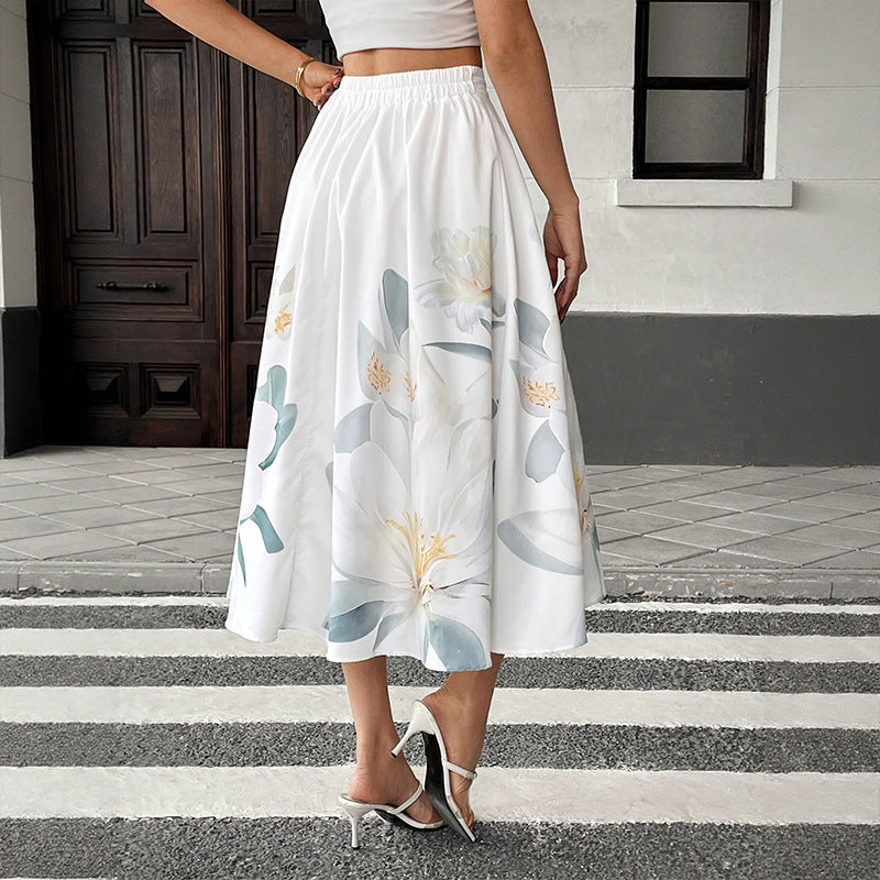 Floral Skirt Midi Button Front A-Line