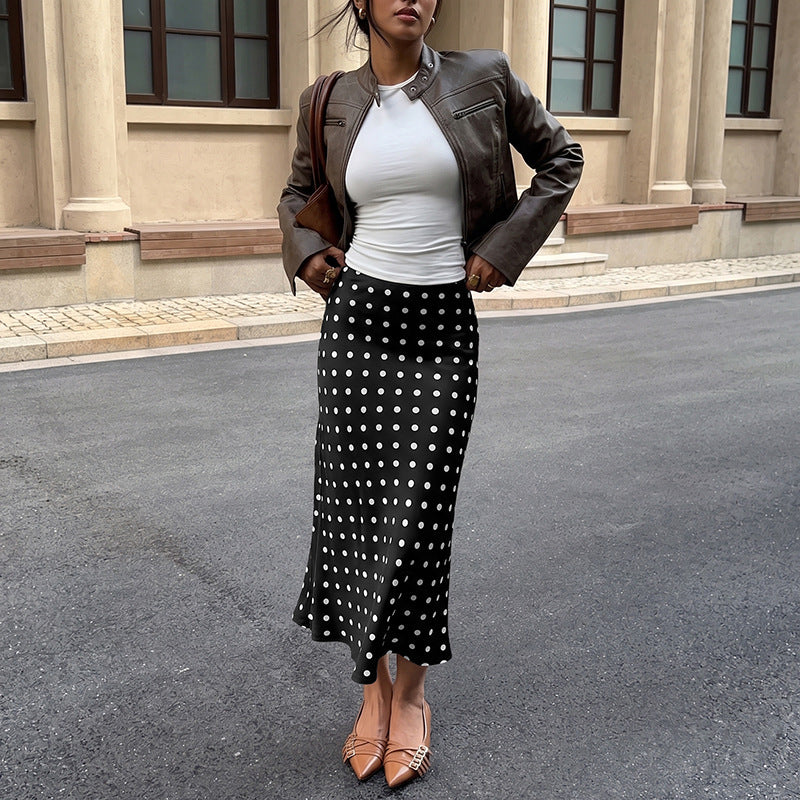 Polka Dot Midi Skirt High Waist Flare A Line Skirt