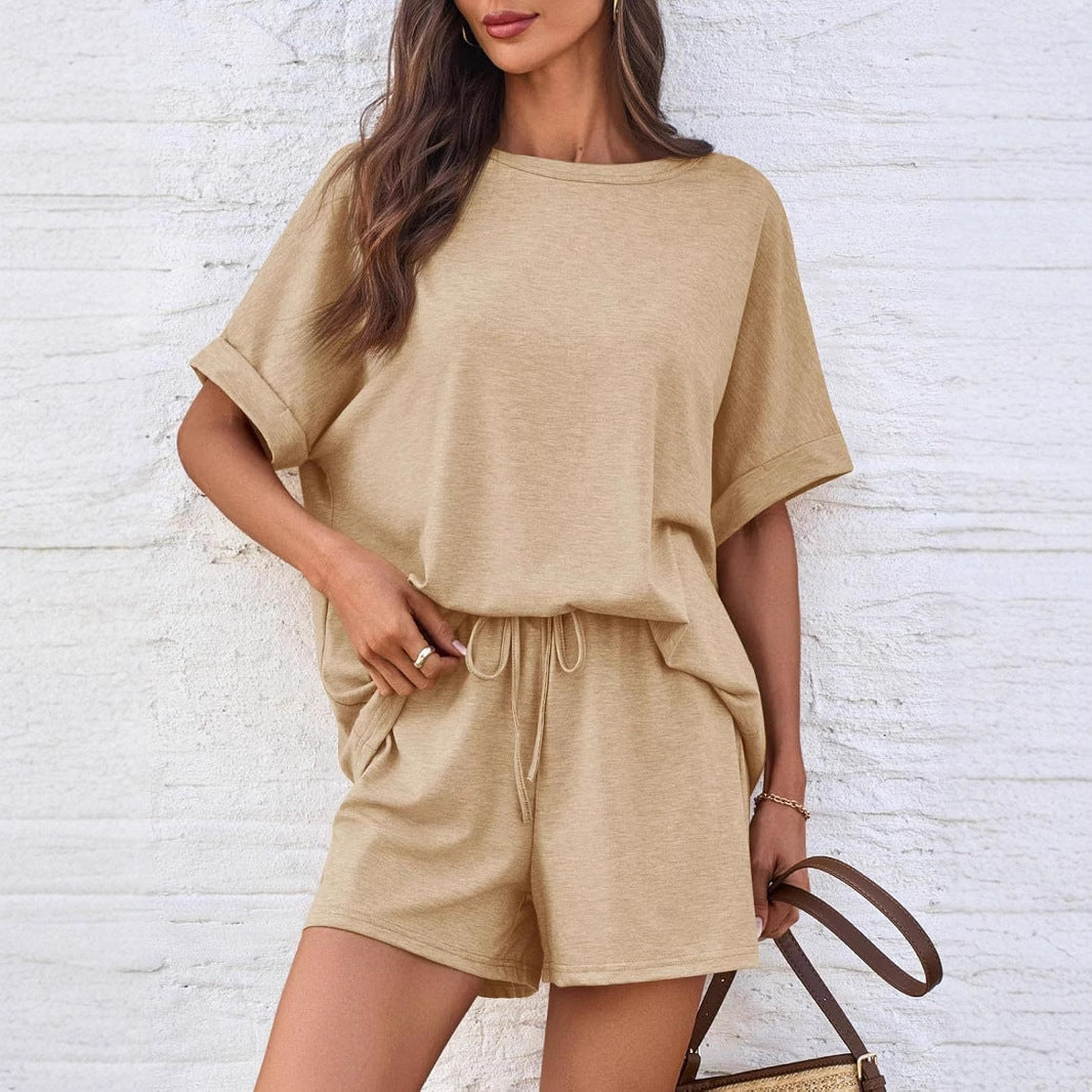 Two Piece Shorts Set Oversized Tee Drawstring Outfit