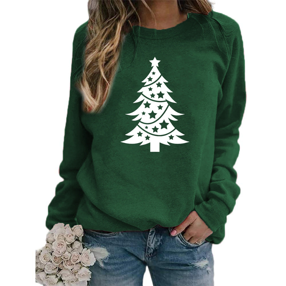 Womens Christmas Tree Graphic Sweatshirt Oversized Crewneck