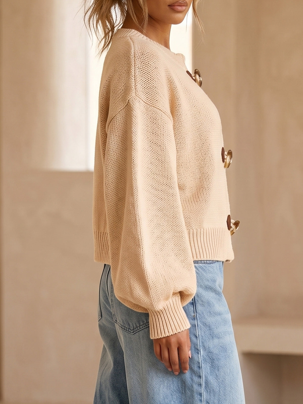 Women's Toggle Button Chunky Knit Cardigan Sweater