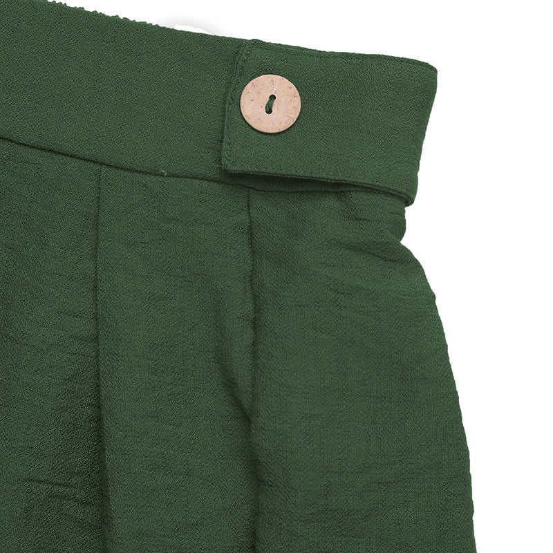 Solid Color Relaxed Fit Summer Shorts with Button Detail