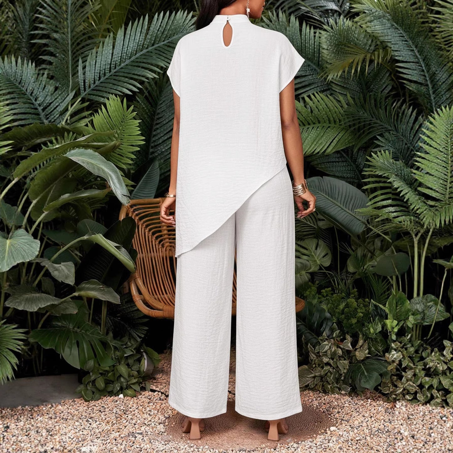Solid Set Resort Textured Wide Leg Vacation