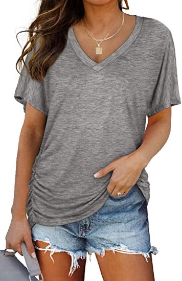 Black V Neck Loose Fit Basic Tee