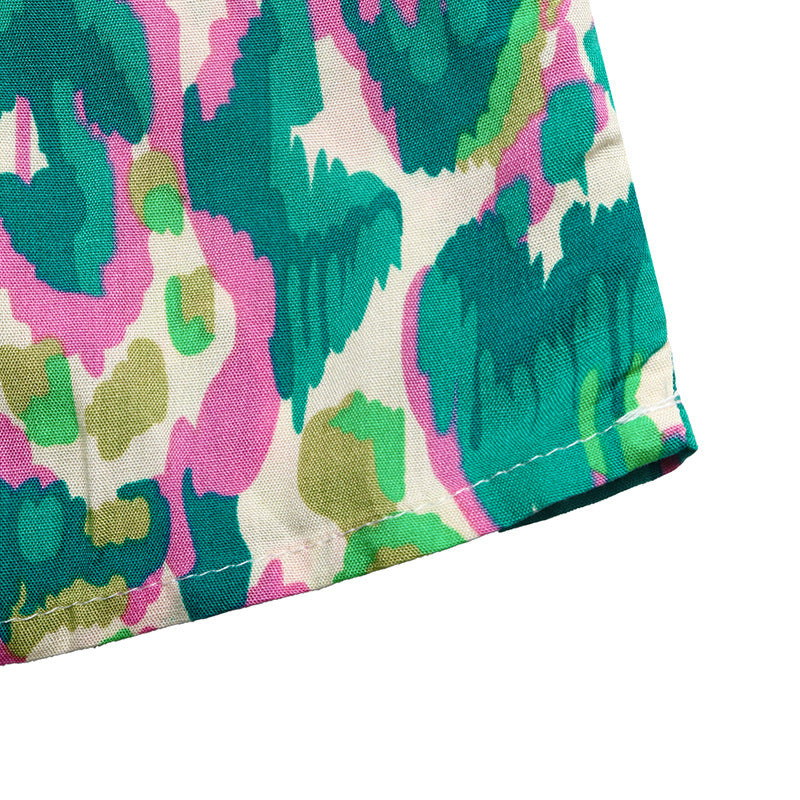 Abstract Cotton Maxi Dress Resort V Neck Tiered