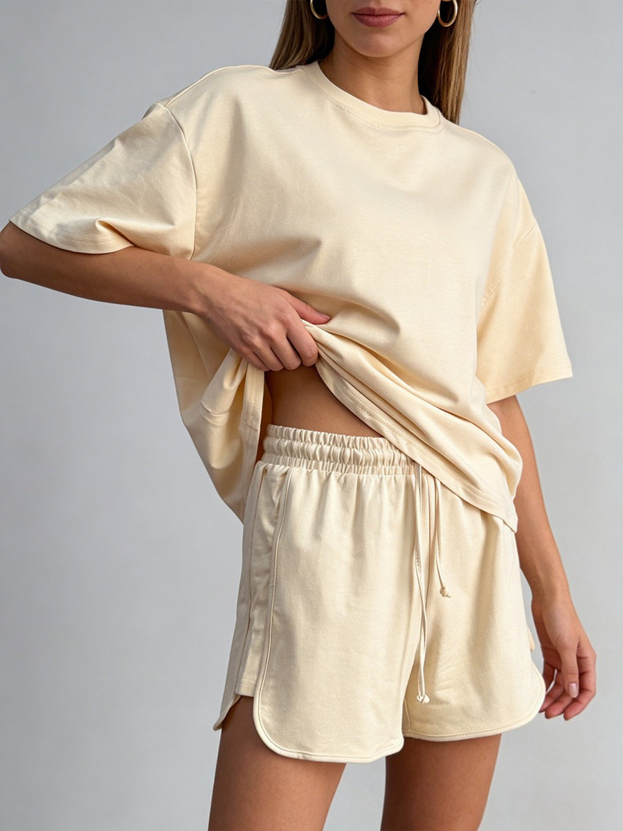 Two Piece Shorts Set, Oversized Tee & Drawstring Shorts