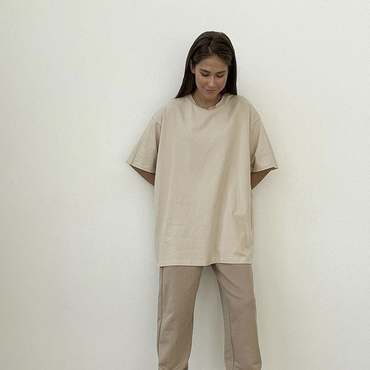 Solid Oversized T Shirt Loose Fit Crewneck Casual Tee