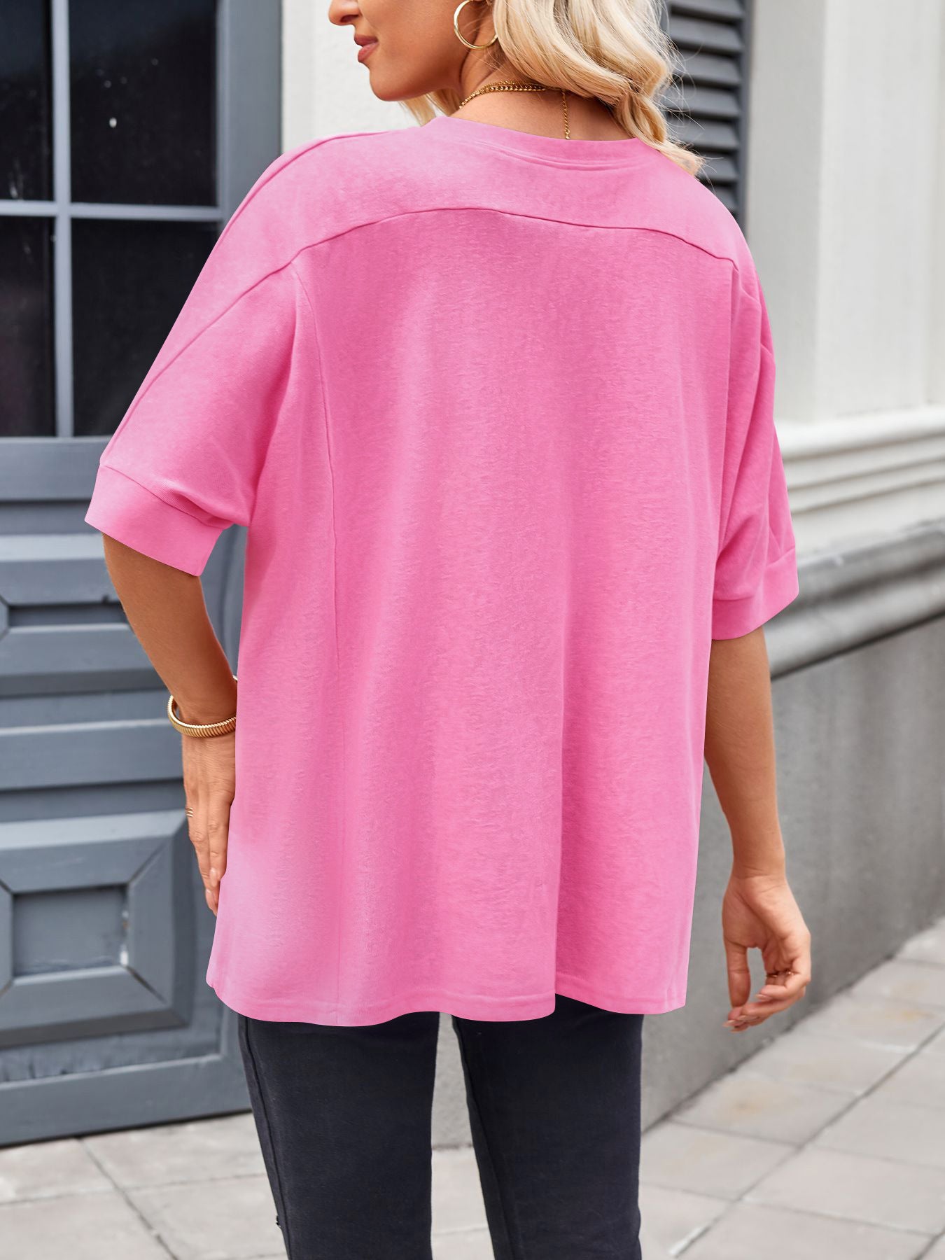 Textured Rayon Oversized Top Casual Boho Streetwear