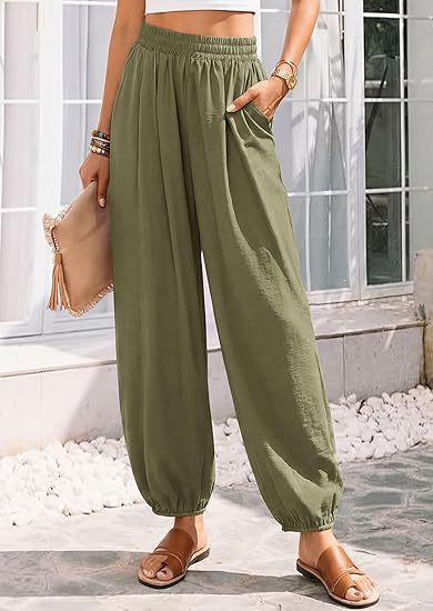 Women's High Waist Harem Pants Casual with Pockets