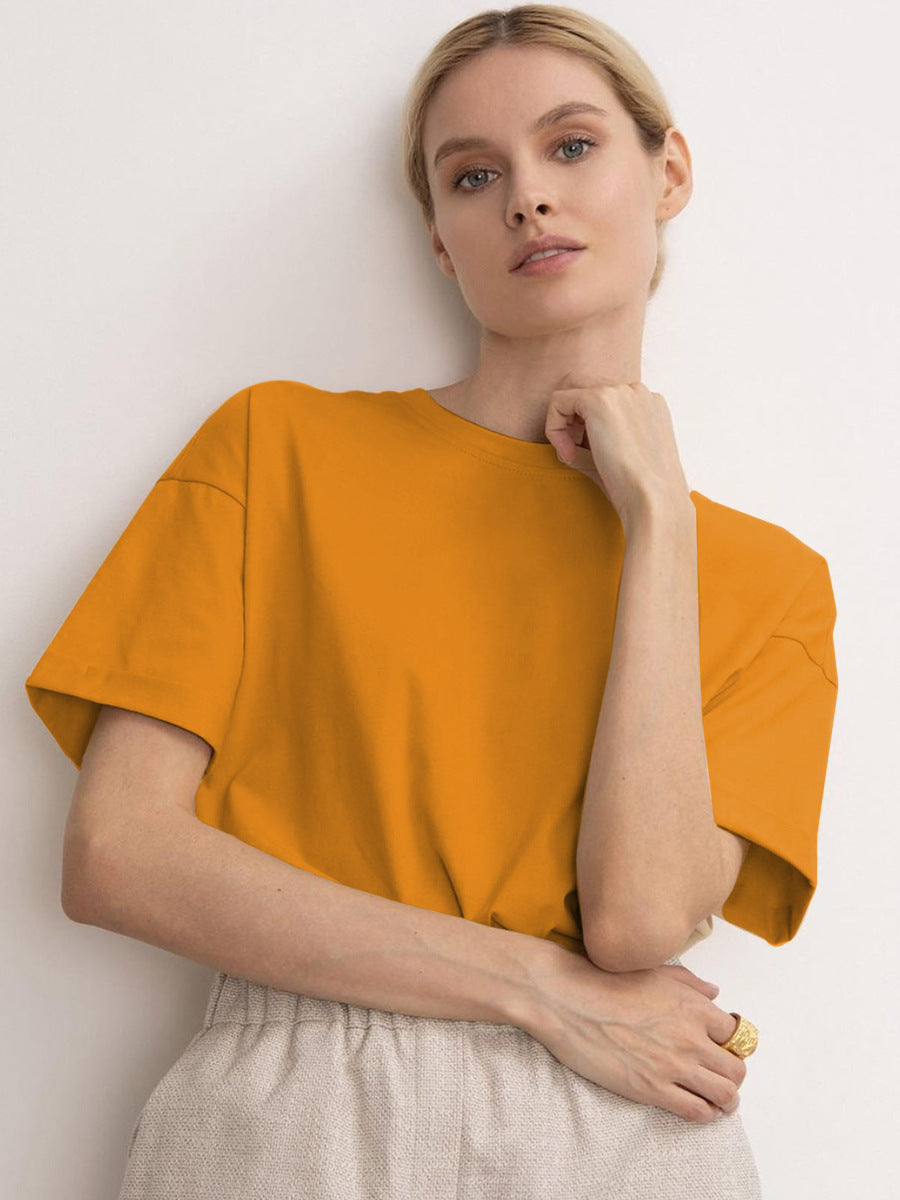 Solid Oversized T Shirt Loose Fit Crewneck Casual Tee