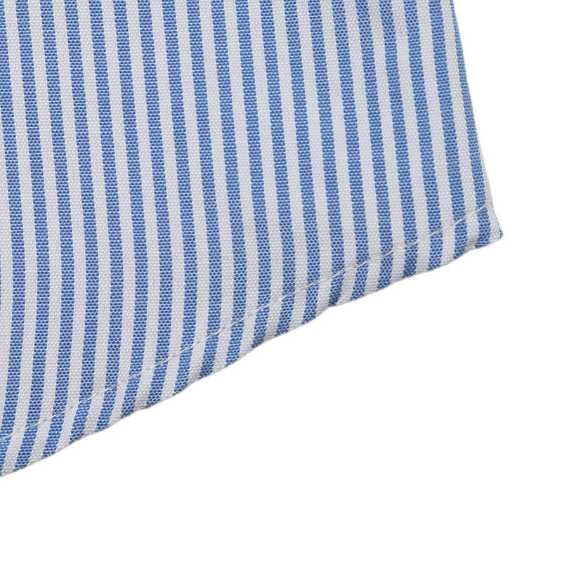 Embroidered Striped Ruffle Sleeve Button Down Blouse