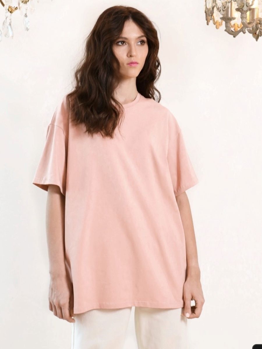 Solid Oversized T Shirt Loose Fit Crewneck Casual Tee